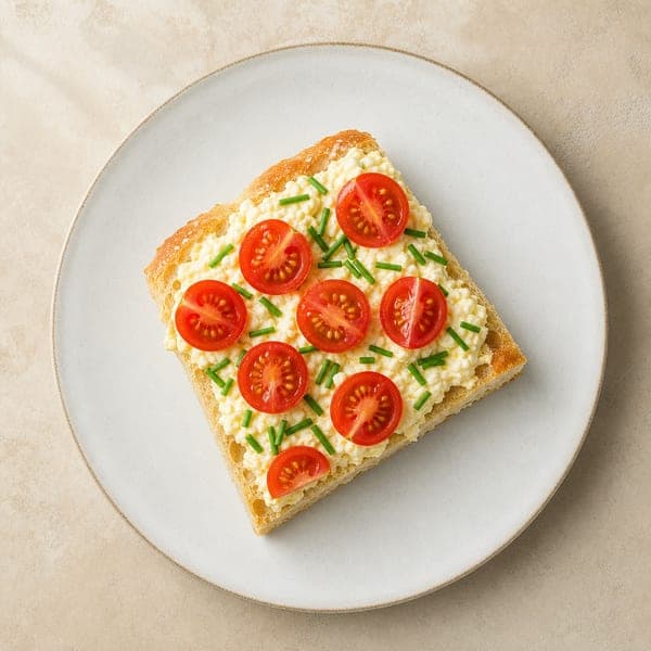 Kremowa pasta jajeczna z twarogiem na focaccia