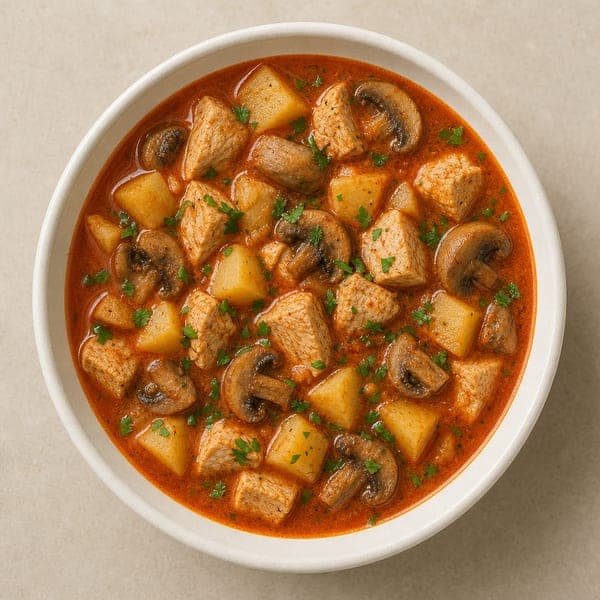 Zupa gulaszowa z pieczarkami i ziemniakami po węgiersku