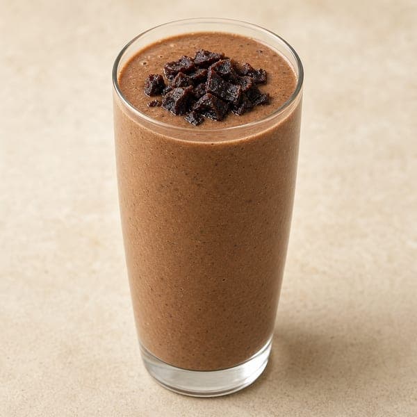 Roślinne smoothie z bananem, jarmużem, kakao i suszonymi śliwkami