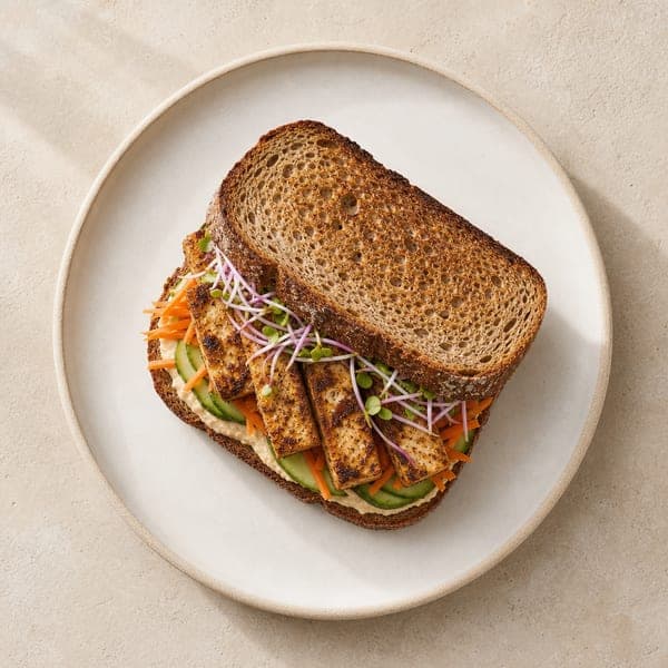 Kanapka z tofu grillowanym w marynacie