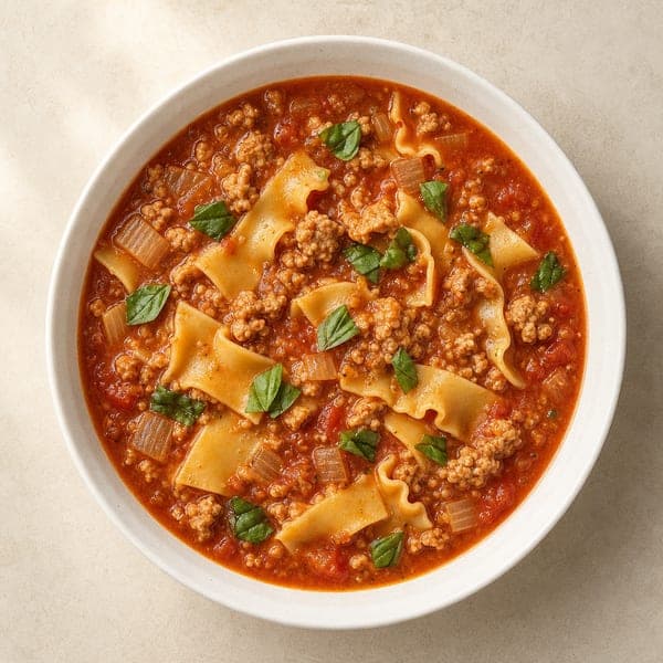Zupa w stylu lasagne z mielonym indykiem