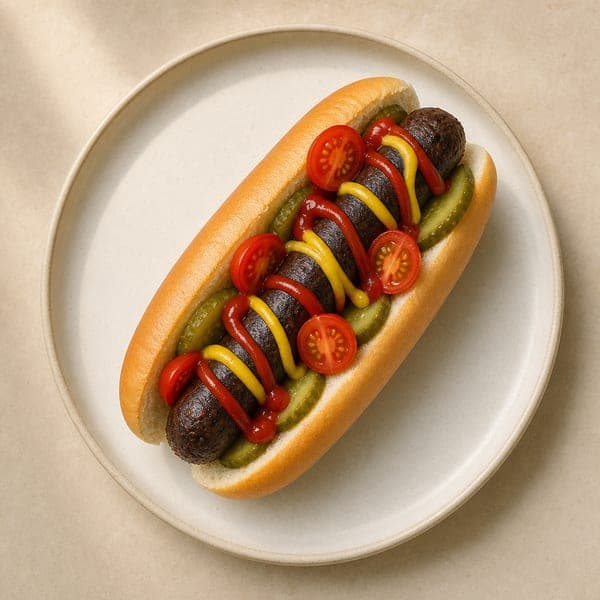 Wegańskie hot dogi z roślinną kaszanką