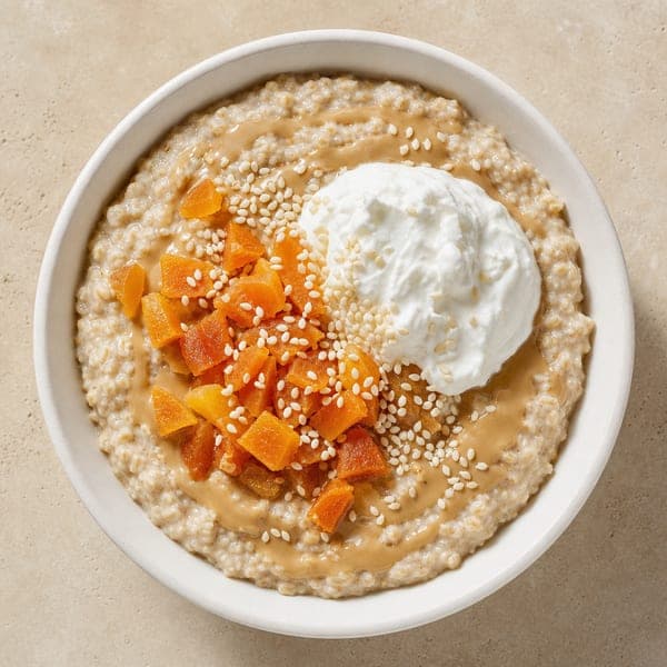 Owsianka bliskowschodnia z tahini i suszonymi morelami